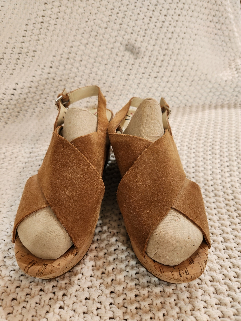 Isaac Mizrahi Suede Crisscross Wedge Sandals - Brown